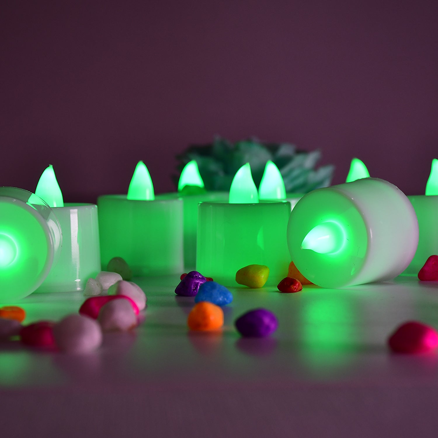 6635 Green Flameless LED Tealights, Smokeless Plastic Decorative Candles - Led Tea Light Candle For Home Decoration (Pack Of 24) DeoDap 6635 Green Flameless LED Tealights, Smokeless Plastic Decorative Candles - Led Tea Light Candle For Home Decoration (Pack Of 24) DeoDap